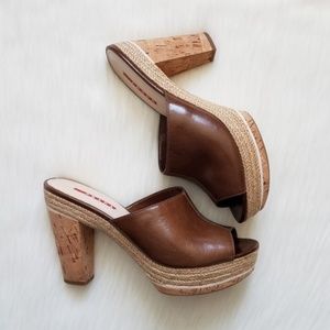 Prada Leather + Cork Espadrille Mule Sandals 8